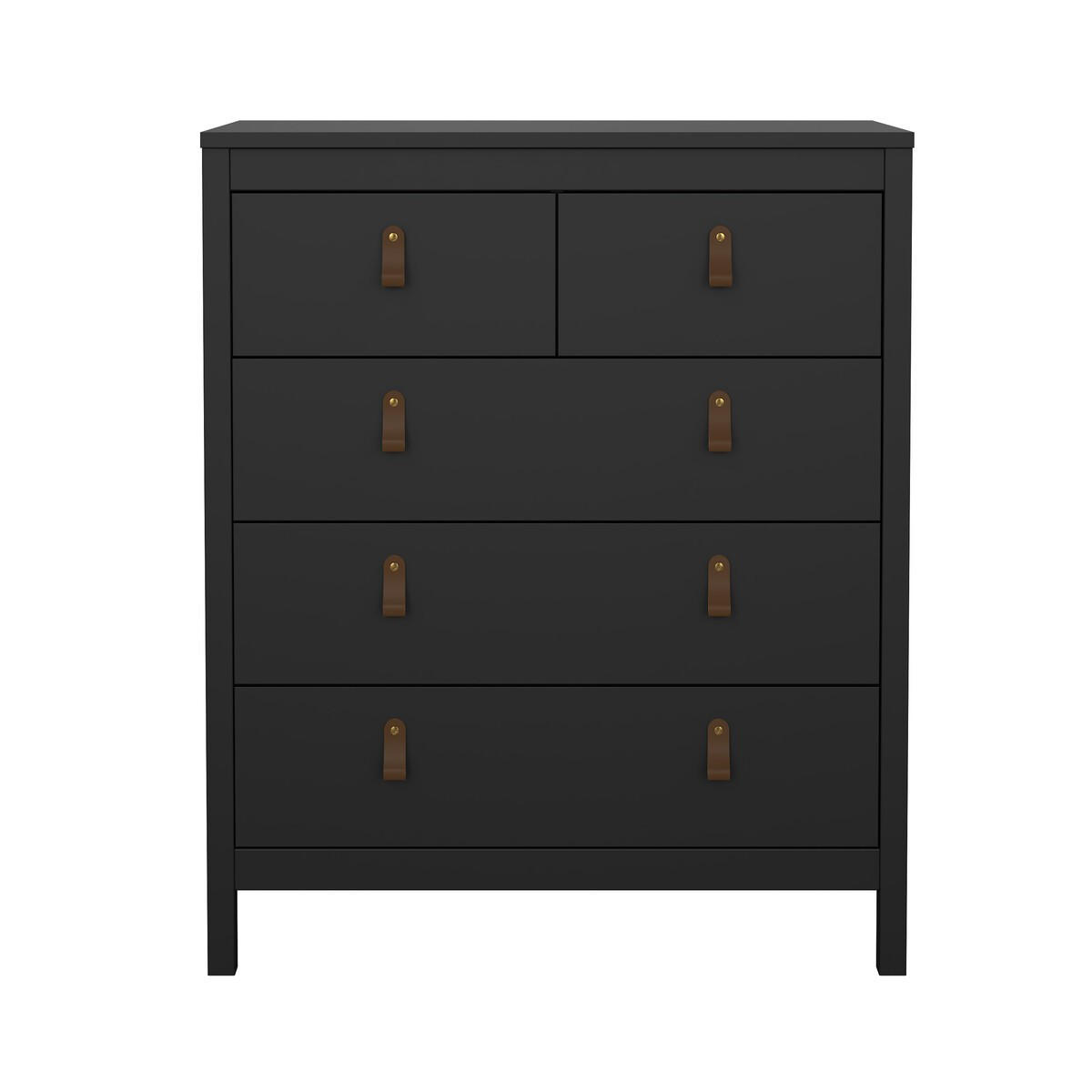 KOMMODE mit 5 Schubladen matt schwarz barcelone 82,3/38,4/98,9 cm - Schwarz, Holzwerkstoff (38.4/98.9/82.3cm) - Calicosy