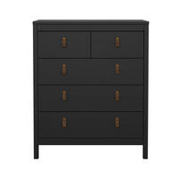 KOMMODE mit 5 Schubladen matt schwarz barcelone 82,3/38,4/98,9 cm - Schwarz, Holzwerkstoff (38.4/98.9/82.3cm) - Calicosy