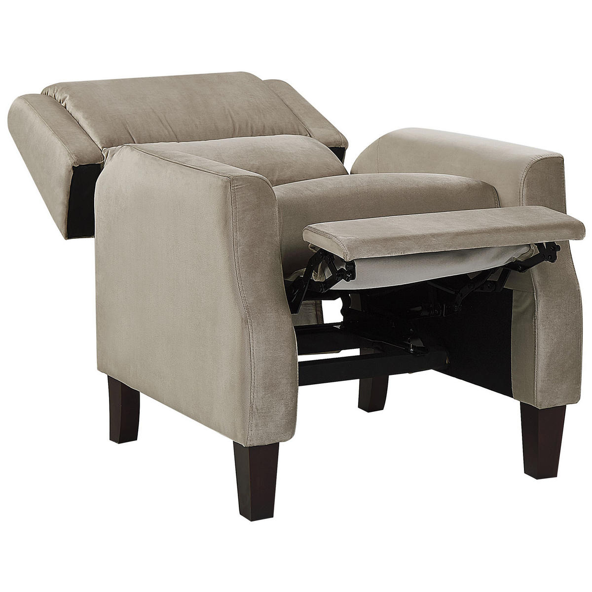 SESSEL Samtstoff taupe verstellbar Egersund - Beige/Dunkelbraun, Textil (75/97/141cm) - Beliani
