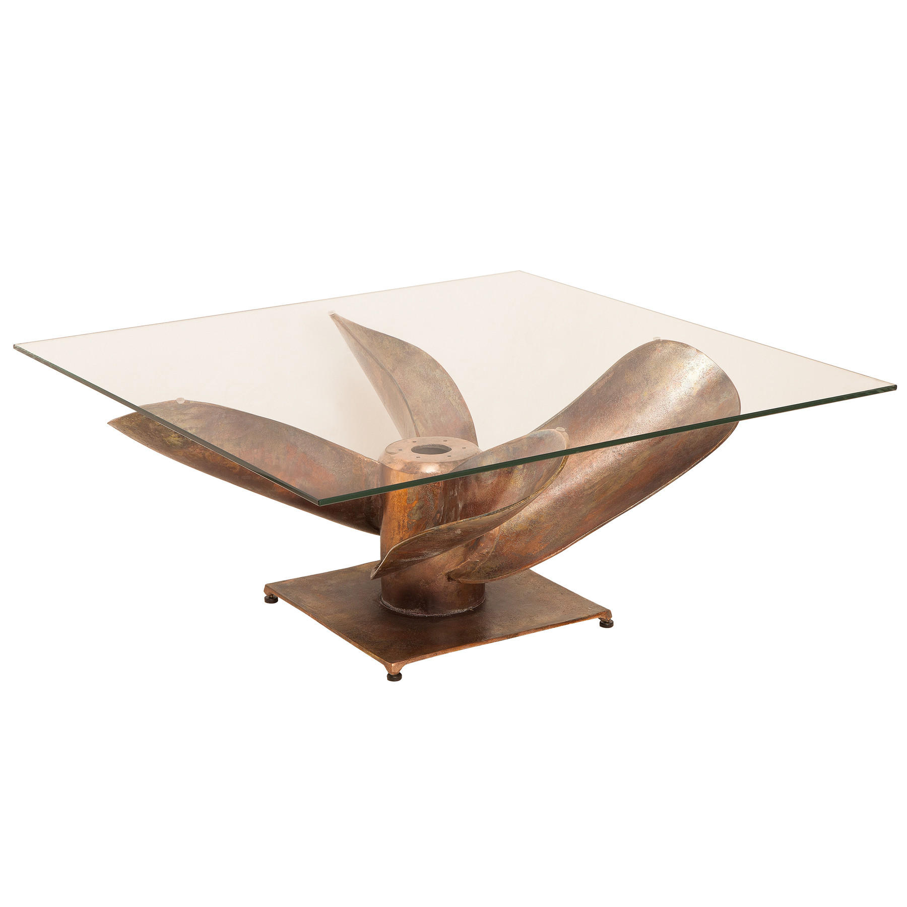 COUCHTISCH OCEAN rechteckig Kupfer|Transparent 85cm - Transparent/Kupferfarben, Glas/Metall (85/85/37cm) - riess-ambiente