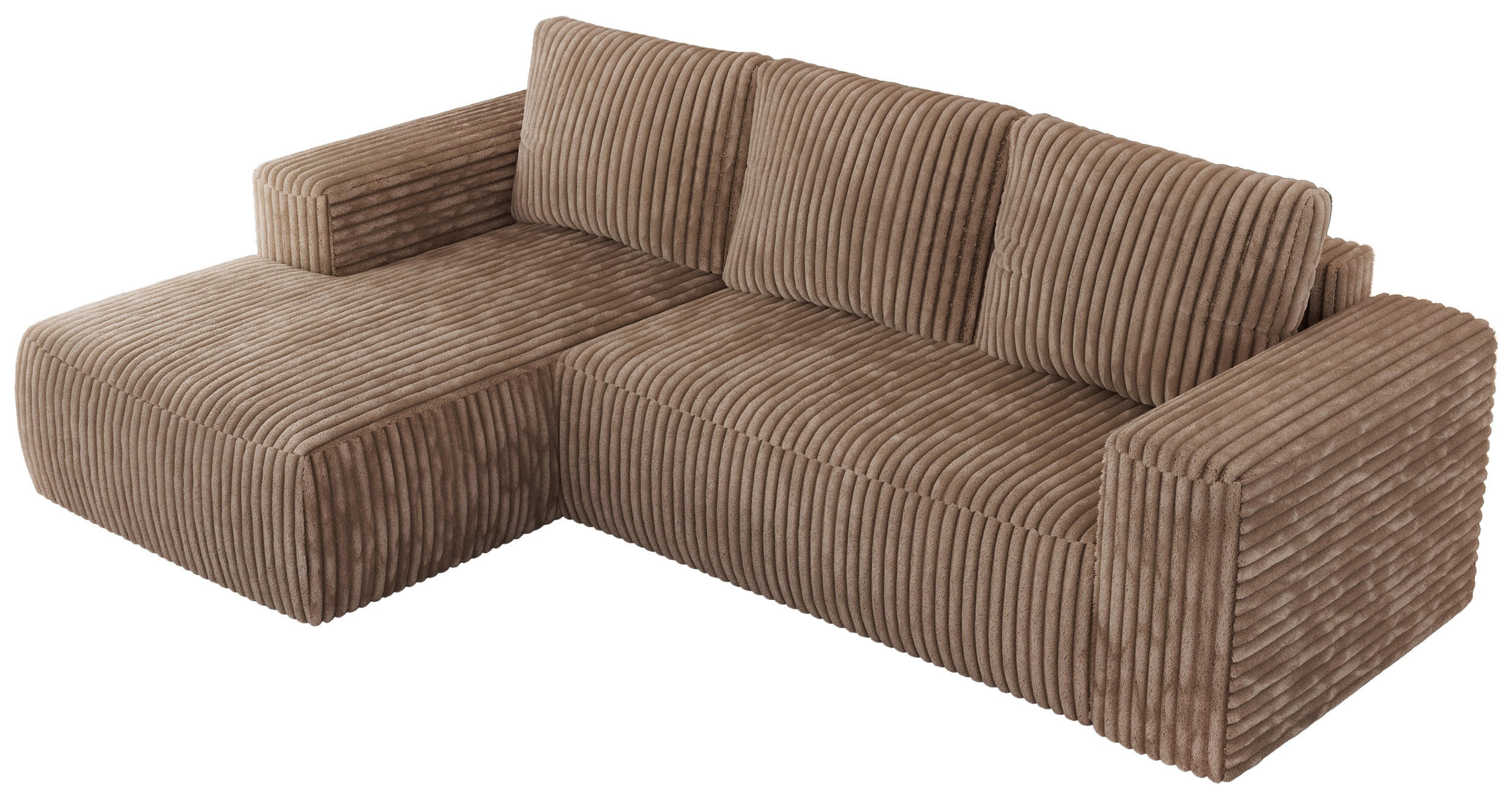 ECKSOFA TRENTINO L Braun Cord - Links - Schwarz/Braun, Textil (266/164cm) - MKS