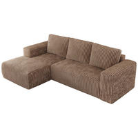 ECKSOFA TRENTINO L Braun Cord - Links - Schwarz/Braun, Textil (266/164cm) - MKS
