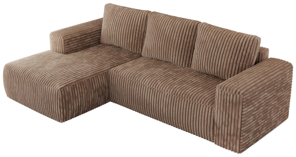 ECKSOFA TRENTINO L Braun Cord - Links - Schwarz/Braun, Textil (266/164cm) - MKS