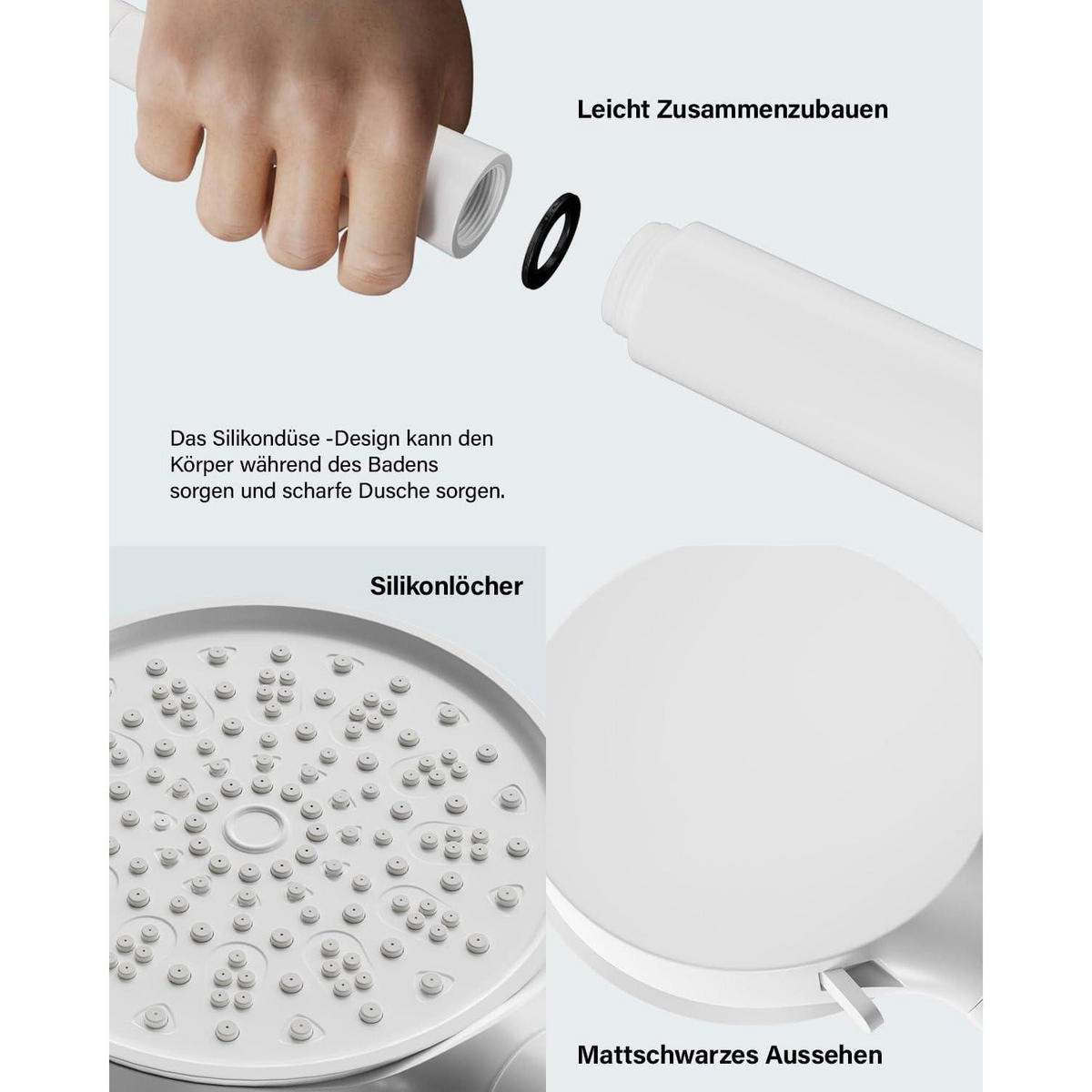 HANDBRAUSE mit Filter 6 Strahlarten Weiß - Weiß, Kunststoff (16.5/12.7/28cm)