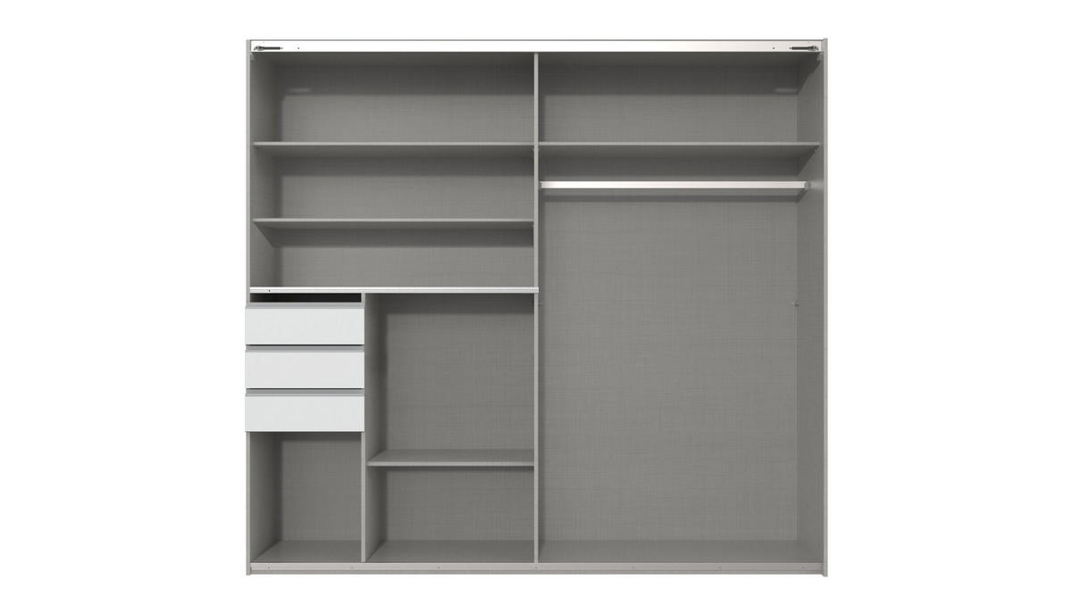 KLEIDERSCHRANK Bremen in Saharagrau mit Absetzungen in Multiplex 180 x 198 x 65 cm (B/H/T) – Schwebetürenschrank ohne Spiegel - Grau, Holzwerkstoff (120/200/80cm)
