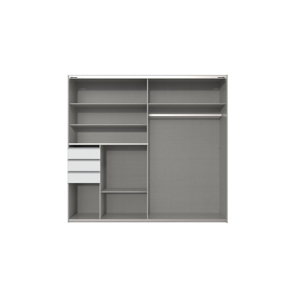 Thumbnail - Schwebetürenschrank, Grau, Holzwerkstoff, 3 Fächer, 3 Schubladen, 180x198x65 cm, Schlafzimmer, Kleiderschränke, Schwebet...