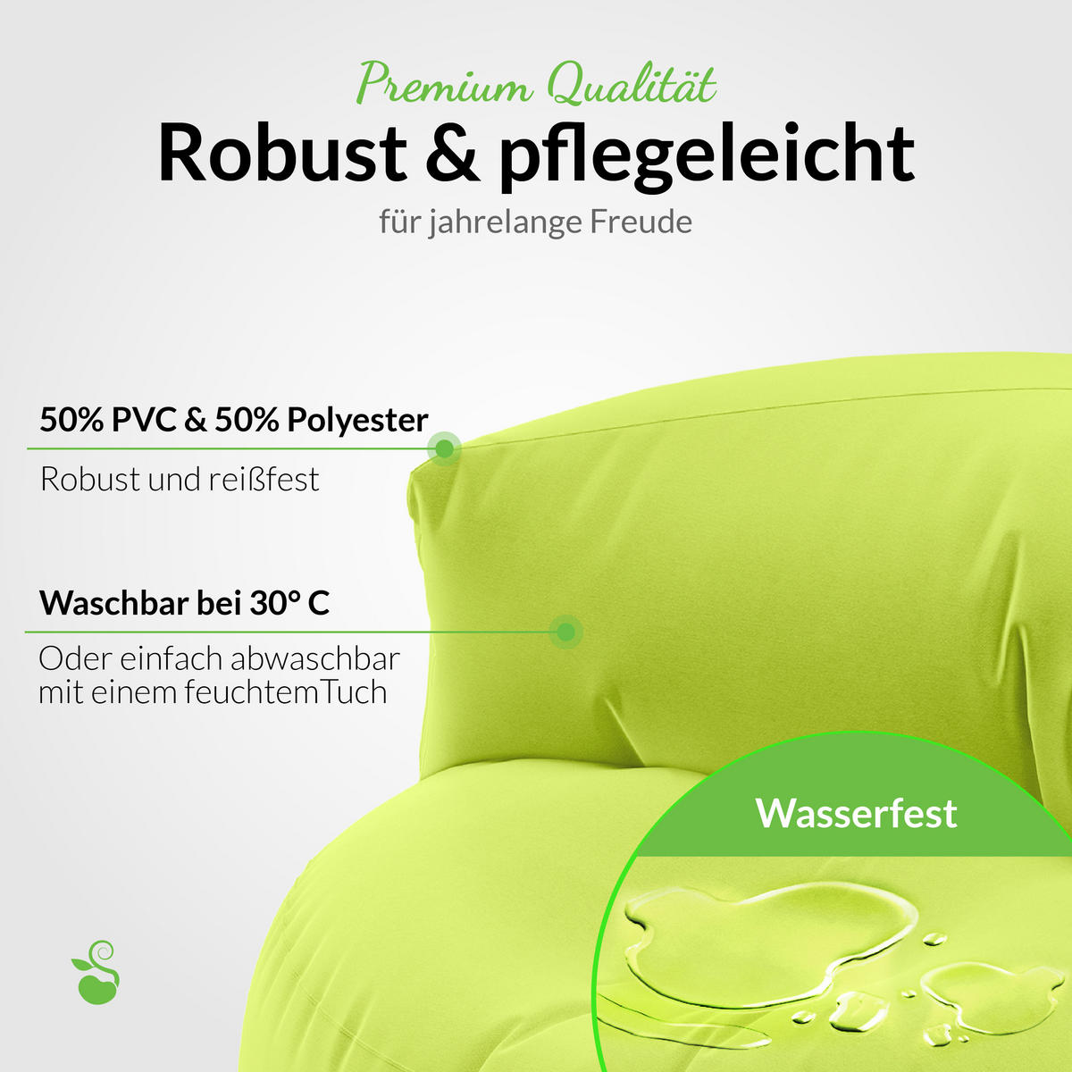 INDOOR OUTDOOR SITZSACK Lounge Sofa - Hellgrün, Textil (90/50/50cm) - Green Bean