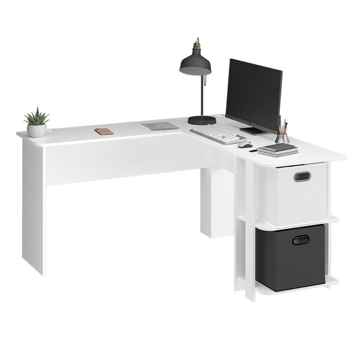 ECKSCHREIBTISCH Nikita Weiß 140 x 140 cm - Weiß, Holzwerkstoff (140/140/75cm) - Vicco