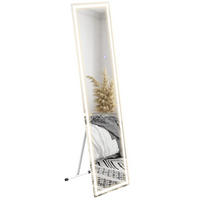 STANDSPIEGEL, mit LED-Leuchte, 3 Lichtfarbe, für Wohnzimmer, Schlafzimmer, Weiß - Weiß, Glas (40/2.9/150cm) - HOMCOM