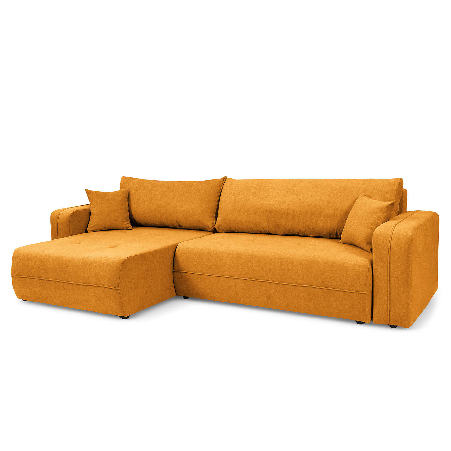 ECKSOFA mit Schlaffunktion - 272 cm - Gelb/Schwarz, Kunststoff/Textil (272/145cm) - home24