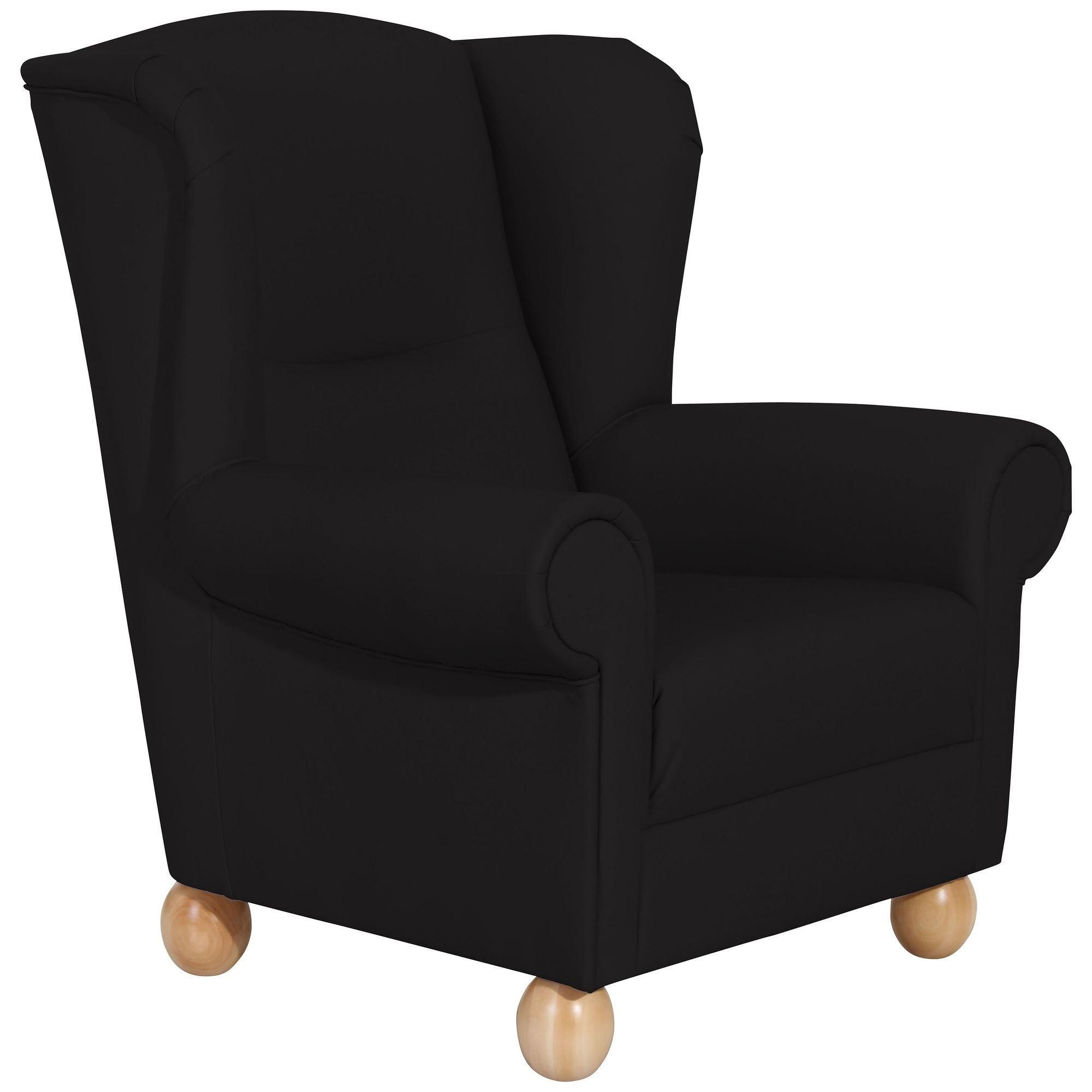 OHRENBACKENSESSEL Kasha Bezug Kunstleder Buche natur / schwarz - Buchefarben/Schwarz, Kunststoff (93/103/87cm) - 58aufmkessel