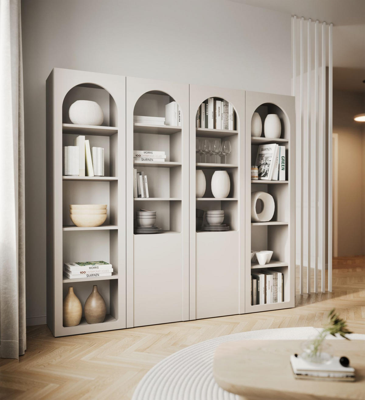VITRINE Arkadia Kaschmirgrau 100 cm - Kaschmir, Holzwerkstoff (100/180/33cm) - Selsey