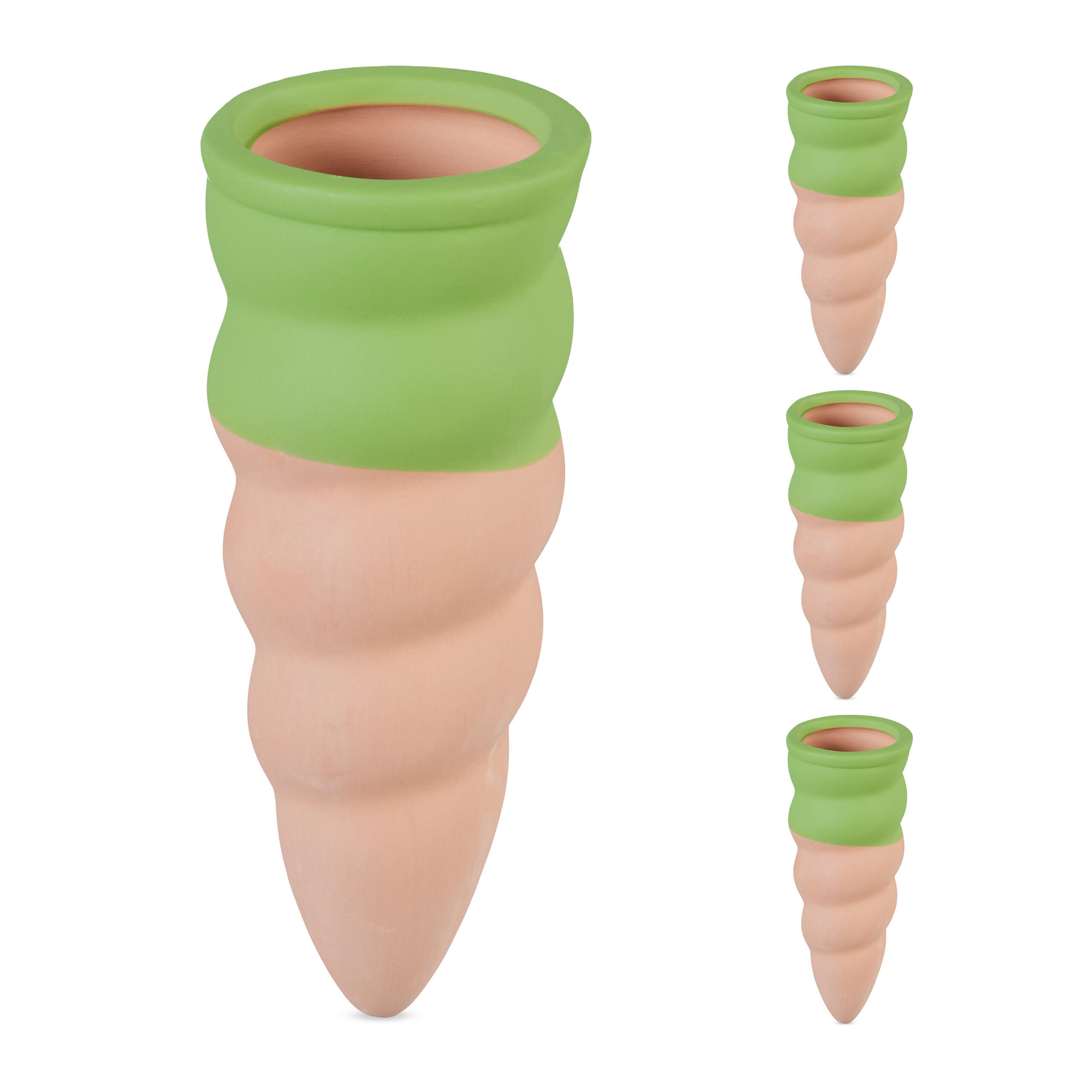 4XTONKEGEL - Hellbraun/Grün, Keramik (4.5/11.5/4.5cm) - Relaxdays