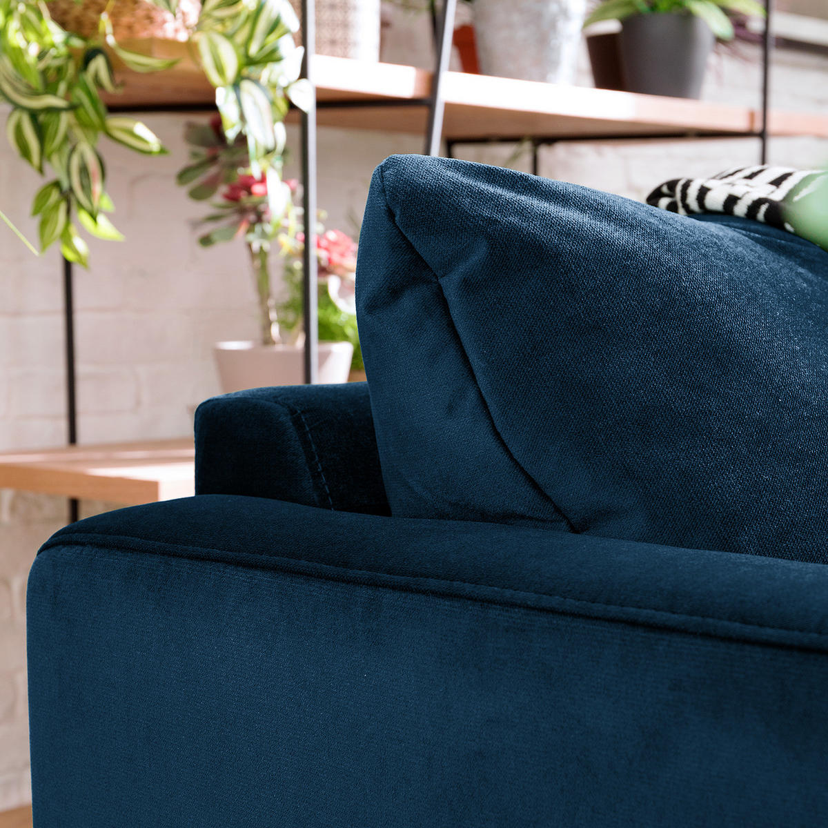 ECKSOFA mit Ottomane - Samt - Petrol, Textil (254/165cm) - home24