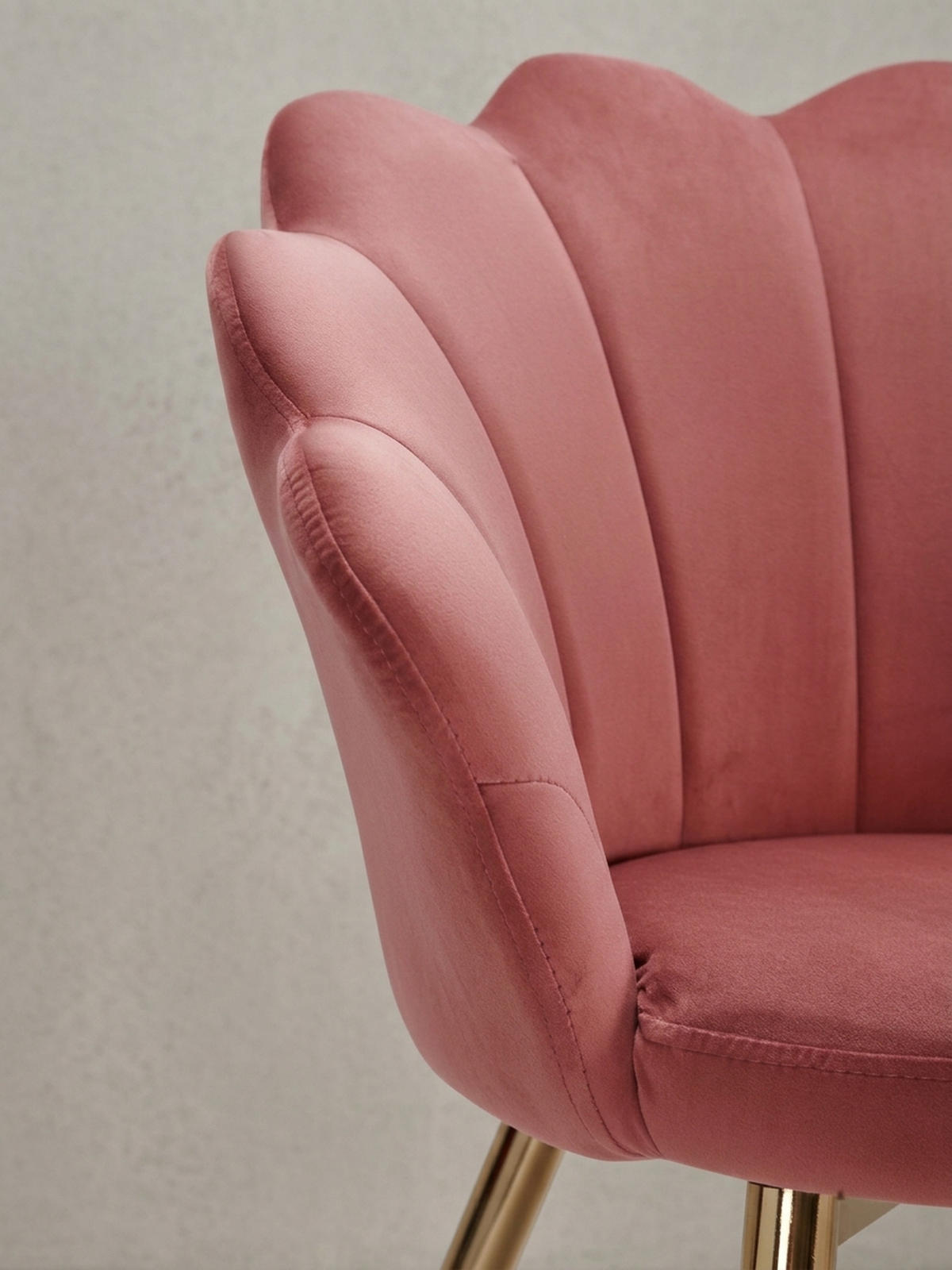 ESSZIMMERSTUHL Samtbezug mit Metallgestell Schalenform Skandinavisch gepolstert, Rosa 53x48x80 cm - Pink/Goldfarben, Textil/Metall (53/80/48cm) - KADIMA DESIGN
