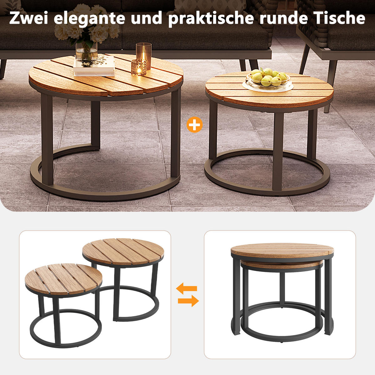 GARTENSET L-Form 6 Personen Grau Inkl. 2 Tische & Sessel Mit Polstern - Grau, Metall - FLIEKS