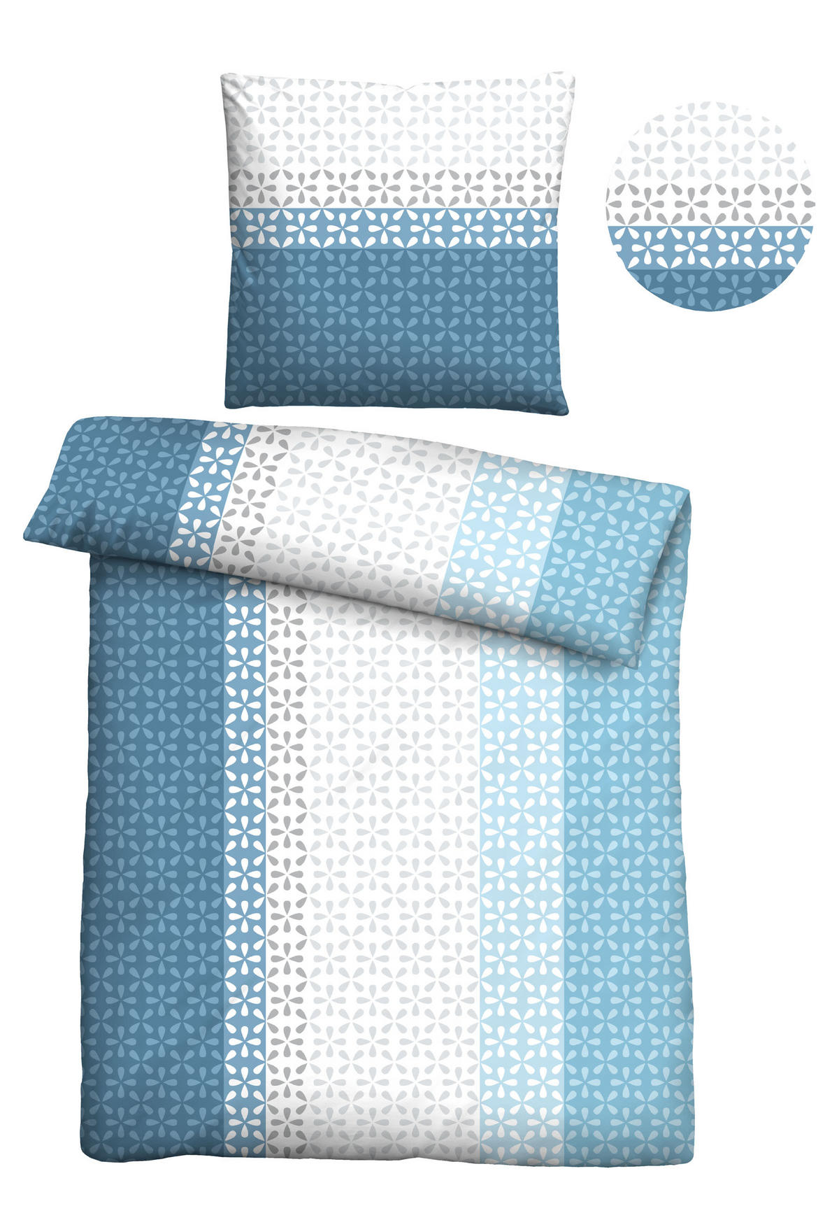 BETTWÄSCHE-GARNITUR Mikrofaser Längsstreifen azurblau, 155x220 cm + 80x80 cm - Blau, Textil (155/220cm) - Castell