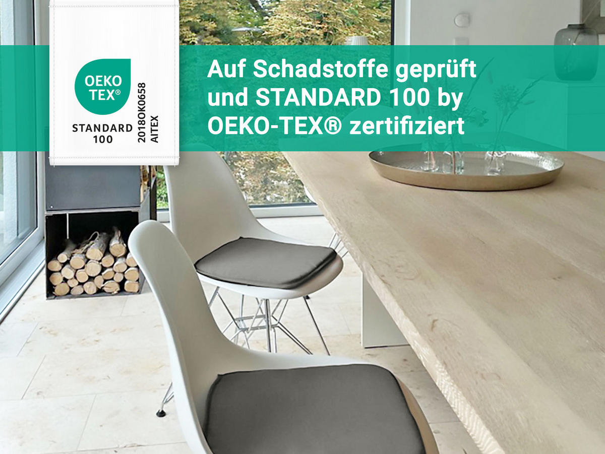 STUHLKISSEN, 4er-Set, 38x38 cm, 85% Polyester, 15% Polyamid, Grau - Anthrazit, Textil (38/38/2cm) - Zollner