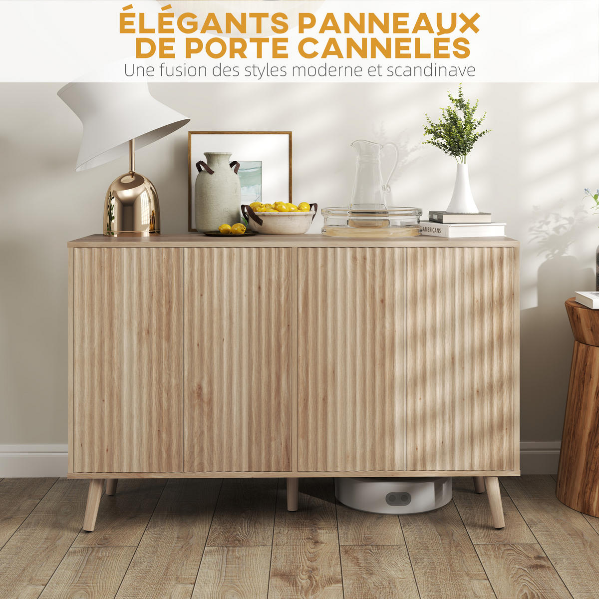 SIDEBOARD Eiche, 4 Türen, 120/35/77,5 cm - Eichefarben, Holz (120/77.5/35cm) - PANGIVO