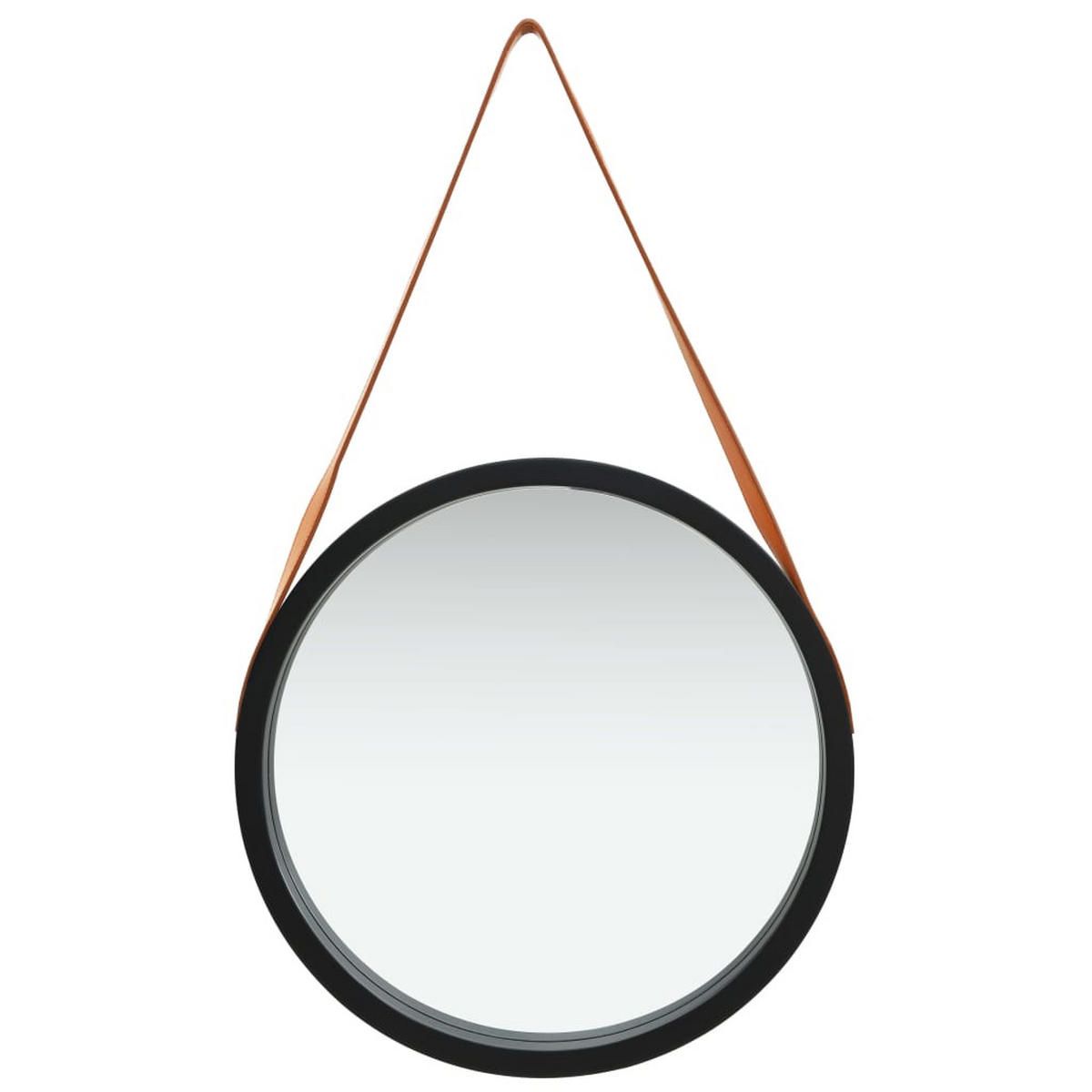 WANDSPIEGEL mit Gürtel 50 cm Schwarz - Schwarz, Holz (50/50/1cm) - furnicato