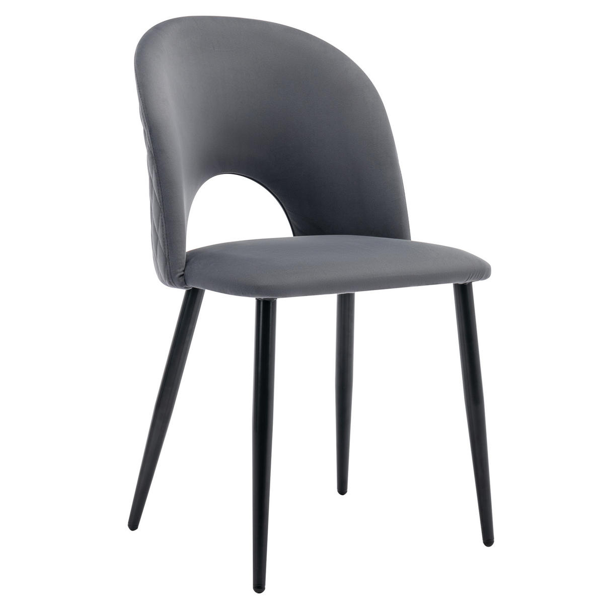 POLSTERSTUHL mit Rückenlehne 2er-Set Samt Grau - Grau, Metall (44/84/47cm) - Meubliv