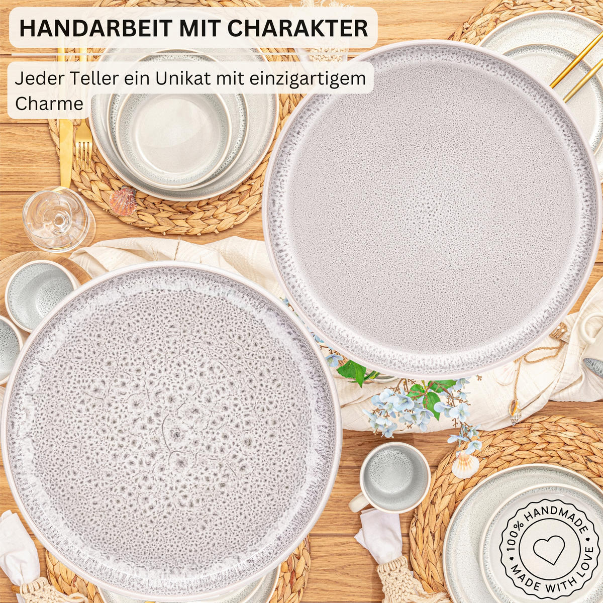 KOMBISERVICE KRETA - 24 teilig aus Steingut - Creme, Stein (50/30/80cm) - Sänger