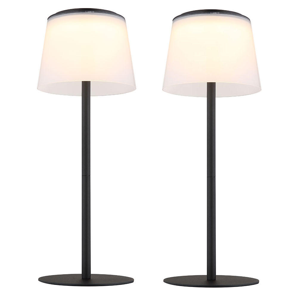 TISCHLEUCHTE MARIAM LED Metall Schwarz, Akku, 2er Set - Schwarz, Metall (13/13/34cm) - Globo Lighting