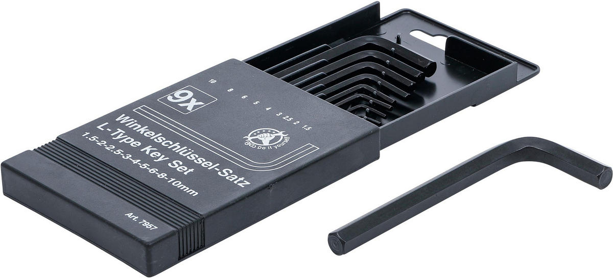 WINKELSCHLÜSSEL-SATZ | INNENSECHSKANT 1,5 - 10 MM | 9-TLG. - Multicolor, Kunststoff/Metall (1/1cm) - BGS technic