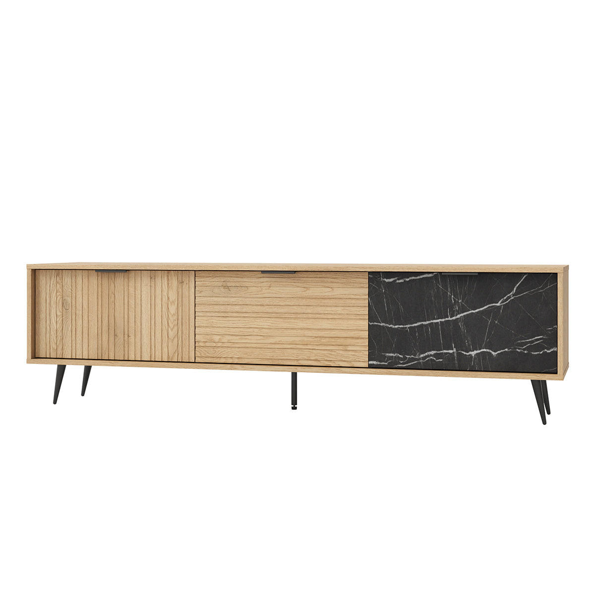 TV STOLÍK Luka Drevo a čierna farba - čierna, kompozitné drevo (180/49.2/40cm) - Petits-meubles