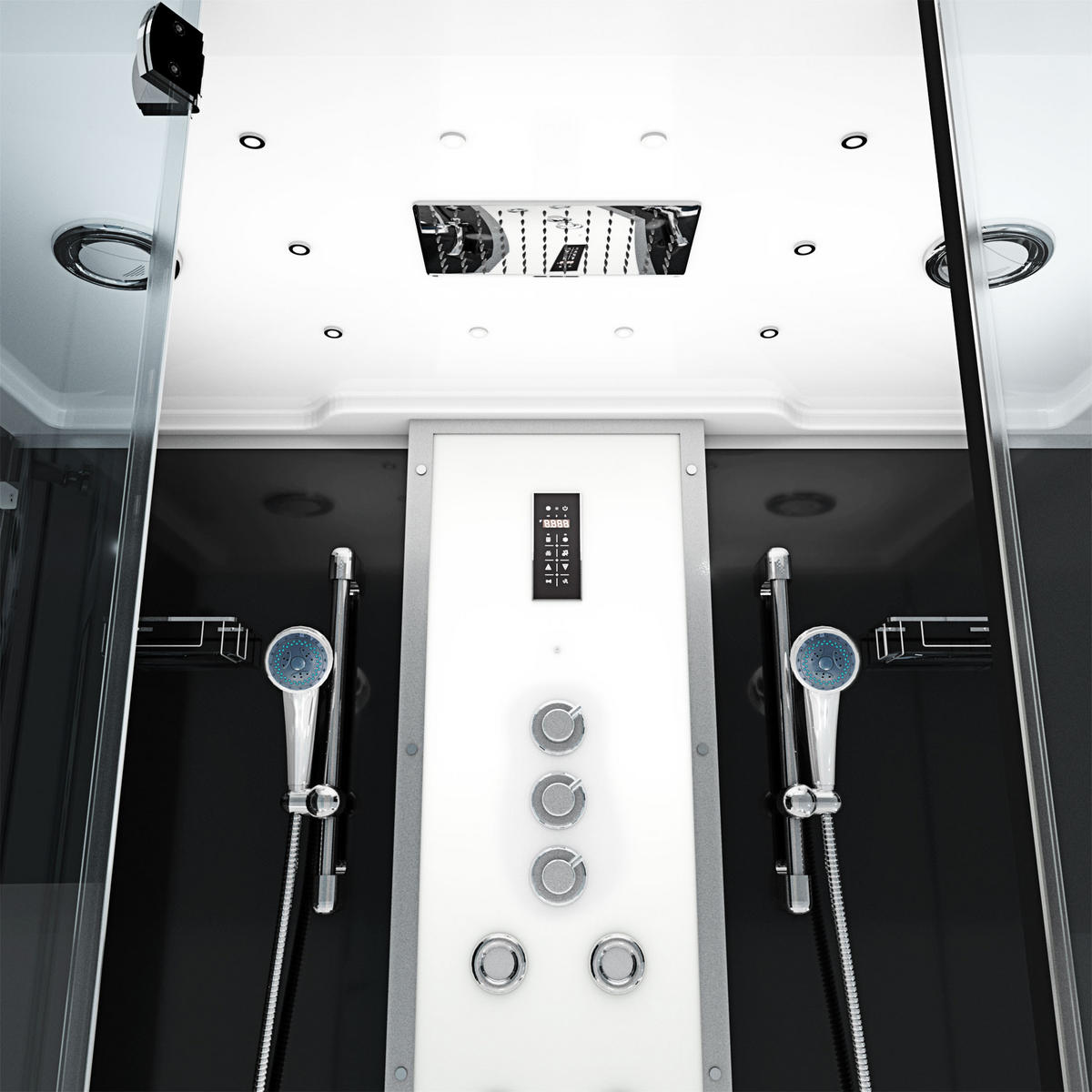 BADEWANNE Dusche K80-SW-TH-A-SC-EA Duschtempel - Schwarz, Glas/Kunststoff (100/180/228cm) - AcquaVapore by Sandra Jentho