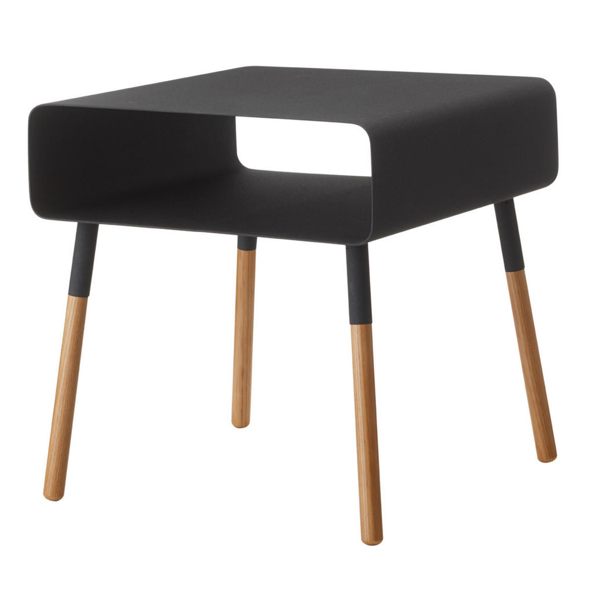 BEISTELLTISCH Plain schwarz 35/35/35 cm mit Ablage - Schwarz, Holz/Metall (35/35/35cm) - Yamazaki