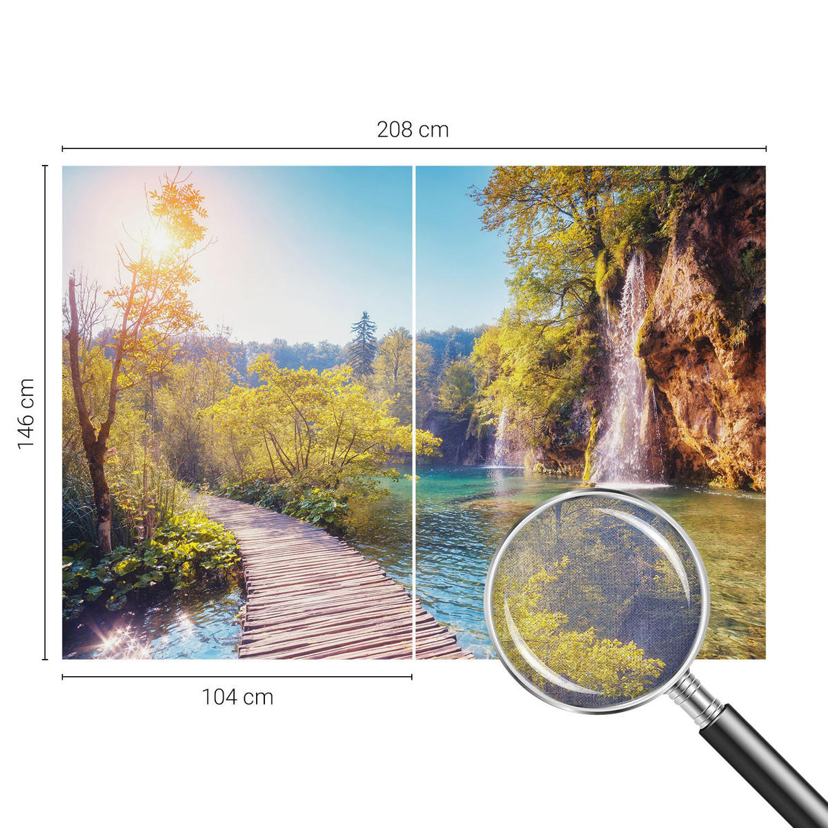 FOTOTAPETE 208x146 cm - Naturlandschaft - Grün, Textil (208/146cm) - Wallfluent