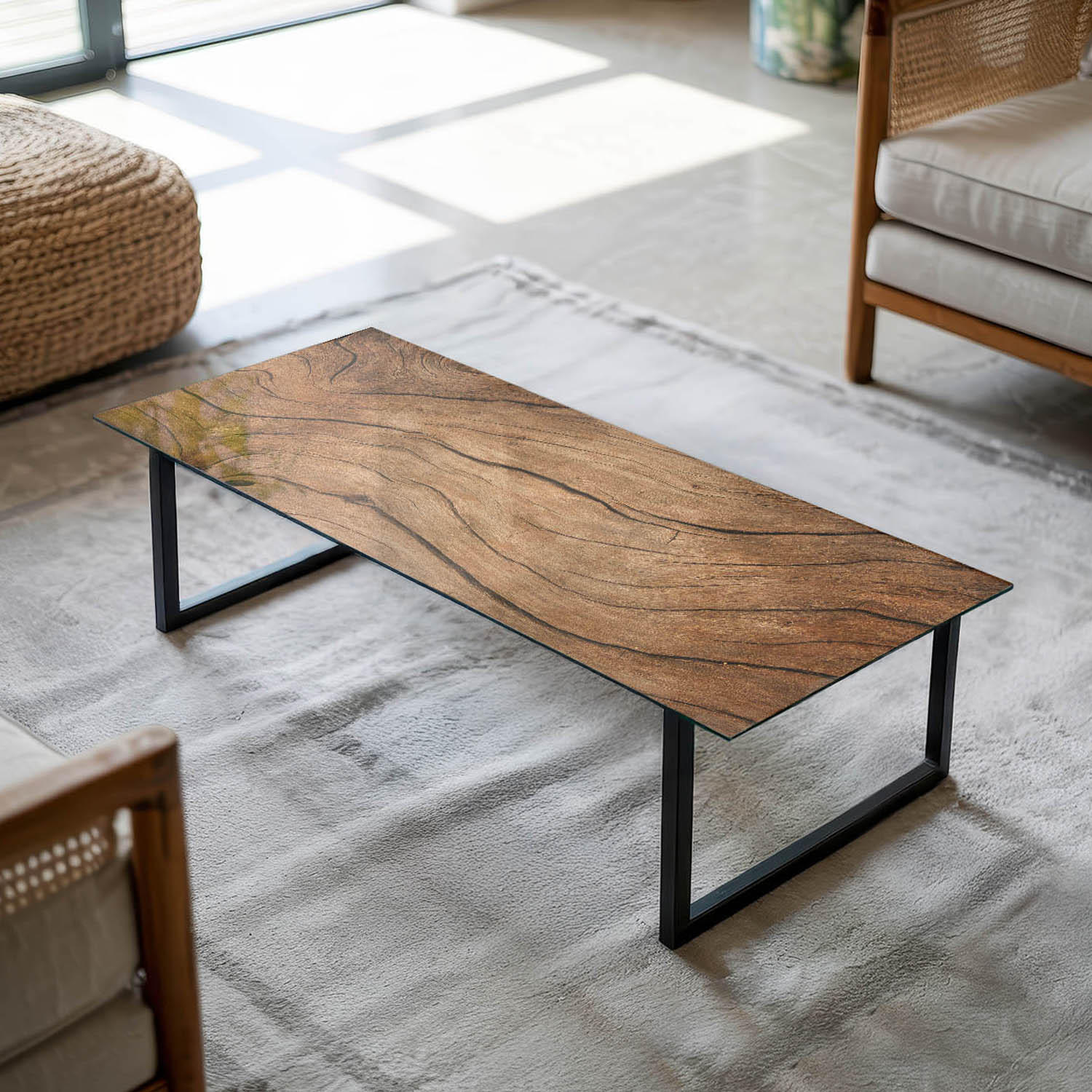 TISCHPLATTE 125x50 cm Naturholz Dekor - Dunkelbraun/Braun, Glas (125/50/0.4cm) - TULUP