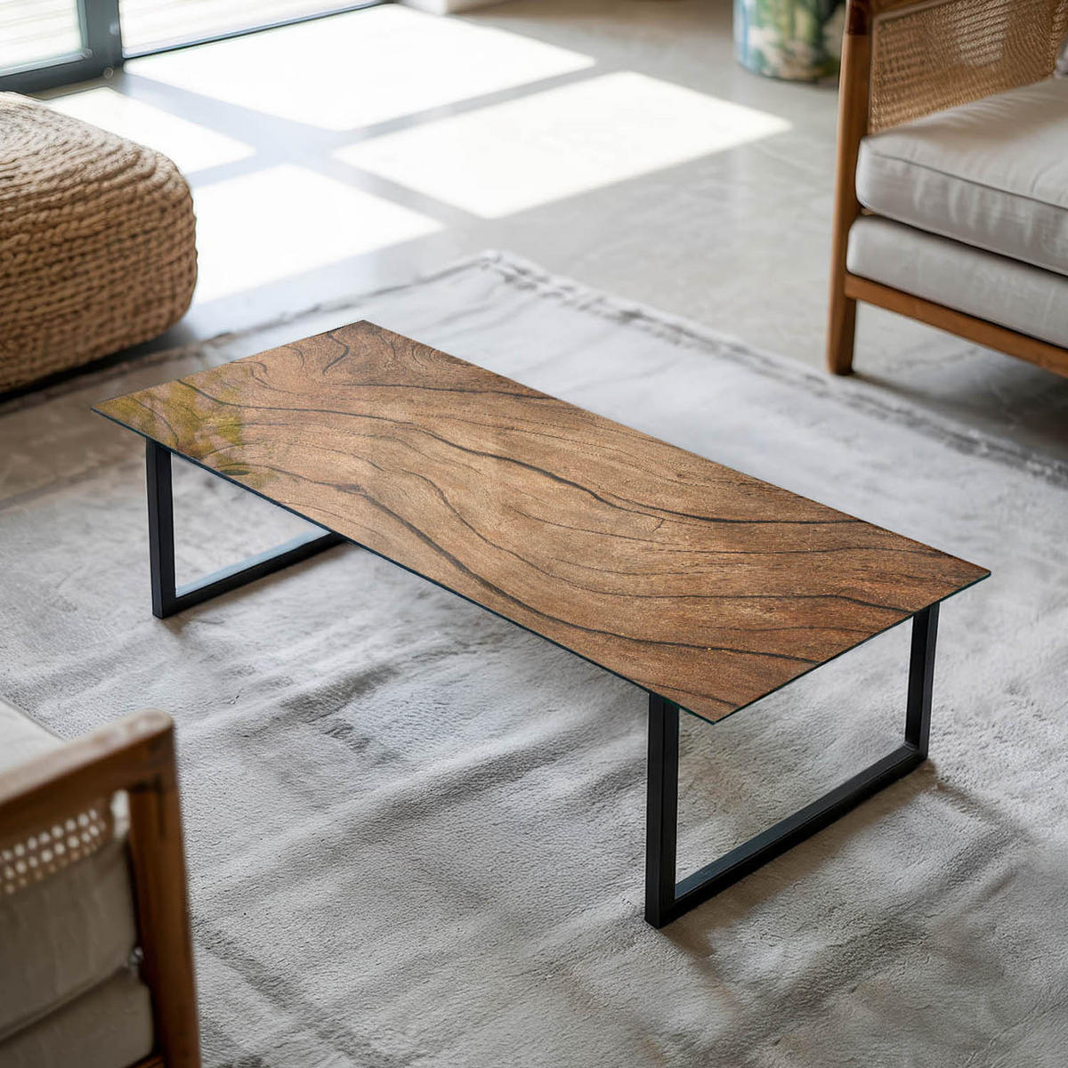 TISCHPLATTE 125x50 cm Naturholz Dekor - Dunkelbraun/Braun, Glas (125/50/0.4cm) - TULUP