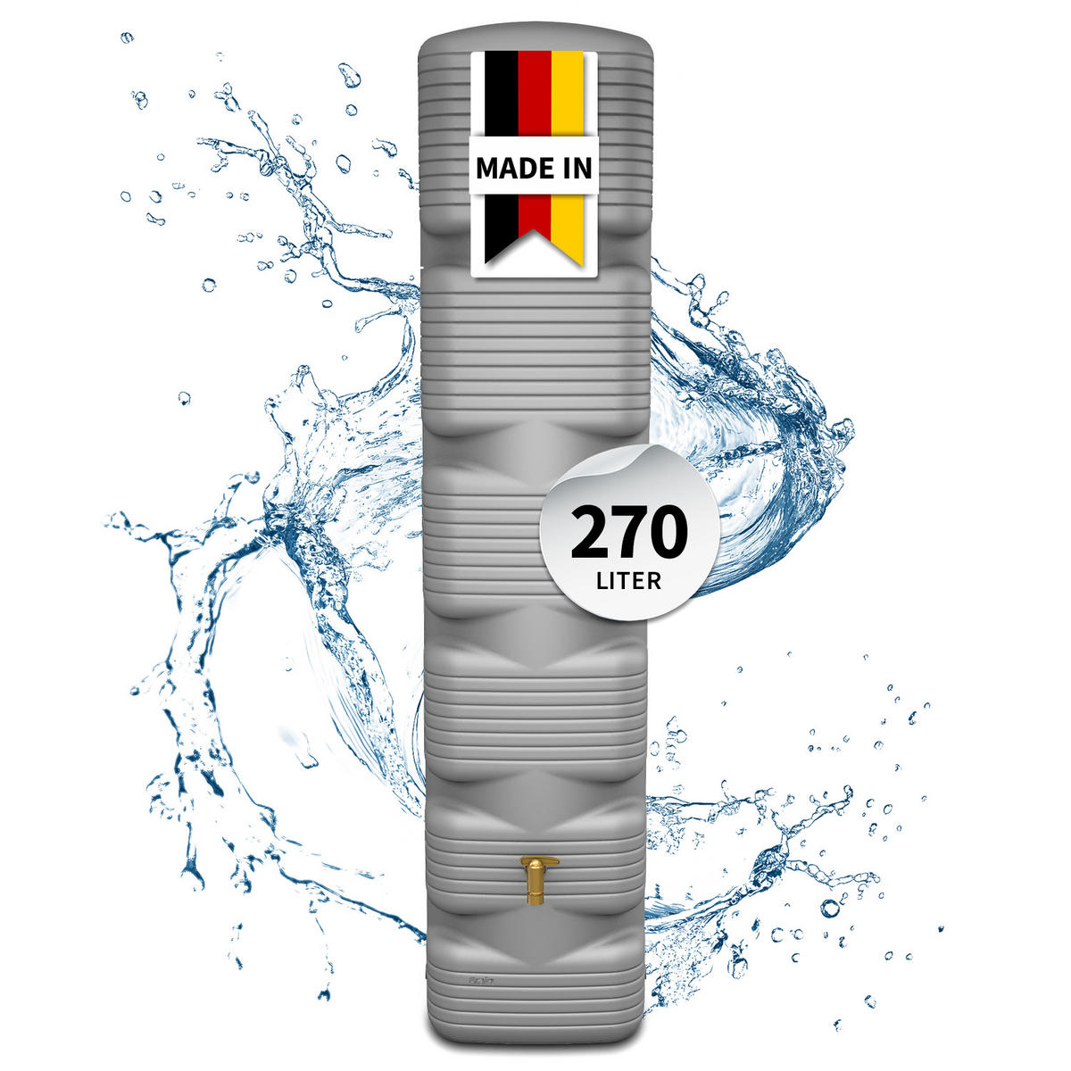 WANDTANK 270 L, betongrau - Grau, Kunststoff (40/185/42cm) - 4rain