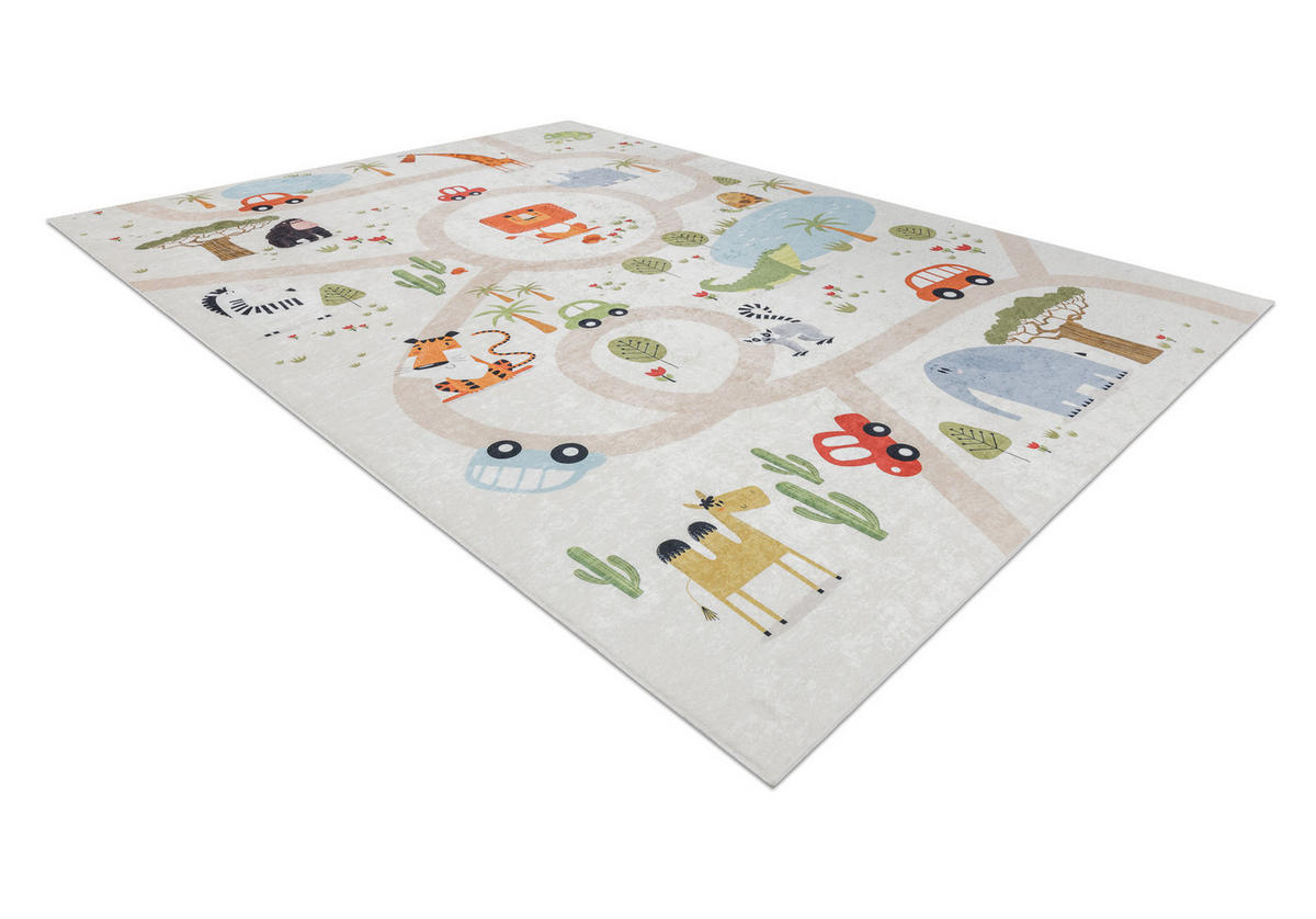 BAMBINO 1165 umývací koberec Zoologická záhrada pre deti protišmykový - béžová 140/190 cm - béžová, textil (140/190cm) - rugsX