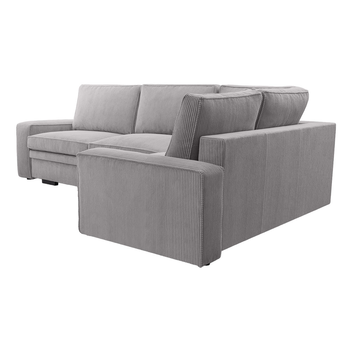 ROHOVÁ SOFA FJORDI s funkcí spaní, Šedá - šedá, textil (296/196cm) - Fedve