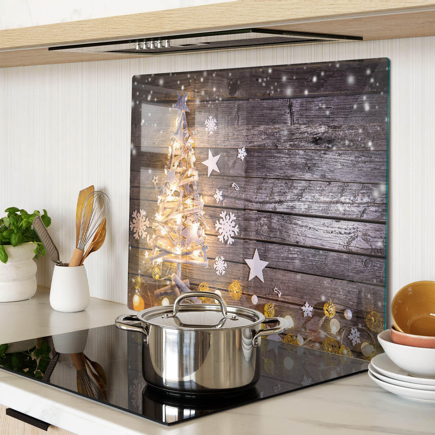 GLASPLATTE 60x52 cm Weihnachtsbaum - Braun, Glas (60/0.4/52cm) - TULUP