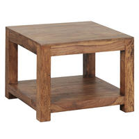 COUCHTISCH Massivholz im Landhausstil mit Ablagefach und pflegeleichter Oberfläche, Braun 60x60x45 cm - Braun, Holz (60/60/45cm) - KADIMA DESIGN
