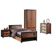 KINDERZIMMER Set komplett Kameko 7 Massivholz+MDF Schwarz/Cognac - Cognac/Schwarz, Holz (270/1/170cm) - 58aufmkessel