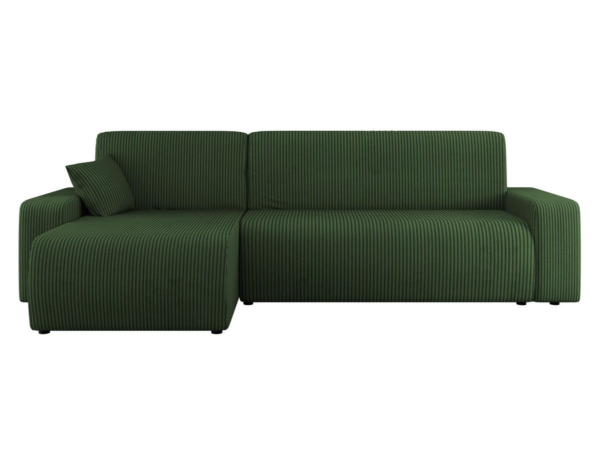 ECKSOFA Piano L Cord - Schwarz/Grün, Holz/Kunststoff (244/145cm) - MIRJAN24