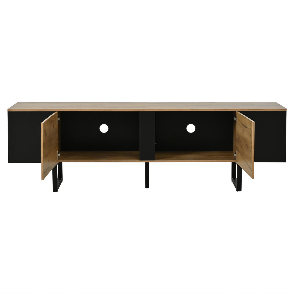 TV-LOWBOARD holzwerkstoff natur & schwarz für tvs bis 75 zoll - Naturfarben, Holzwerkstoff (180/55/40cm) - Urban Meuble