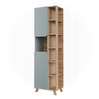 BADSCHRANK Karen Sonoma/Blau 50 x 175 cm mit 2 Türen - Dunkelblau/Sonoma Eiche, Holzwerkstoff (50/175/35cm) - Vicco