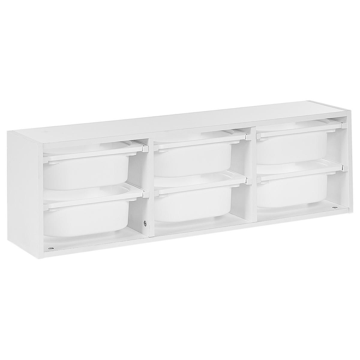 WANDREGAL mit Aufbewahrungsboxen Weiß Tobin - Weiß, Holzwerkstoff (98/29/21cm) - Beliani