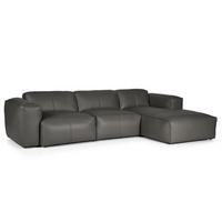 3-SITZER ECKSOFA mit Longchair - Schwarz/Grau, Leder/Kunststoff (284/173cm) - home24