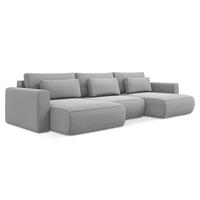 WOHNLANDSCHAFT Samt Stoff Grau - Schwarz/Grau, Kunststoff/Textil (340/82/149cm) - Makamii