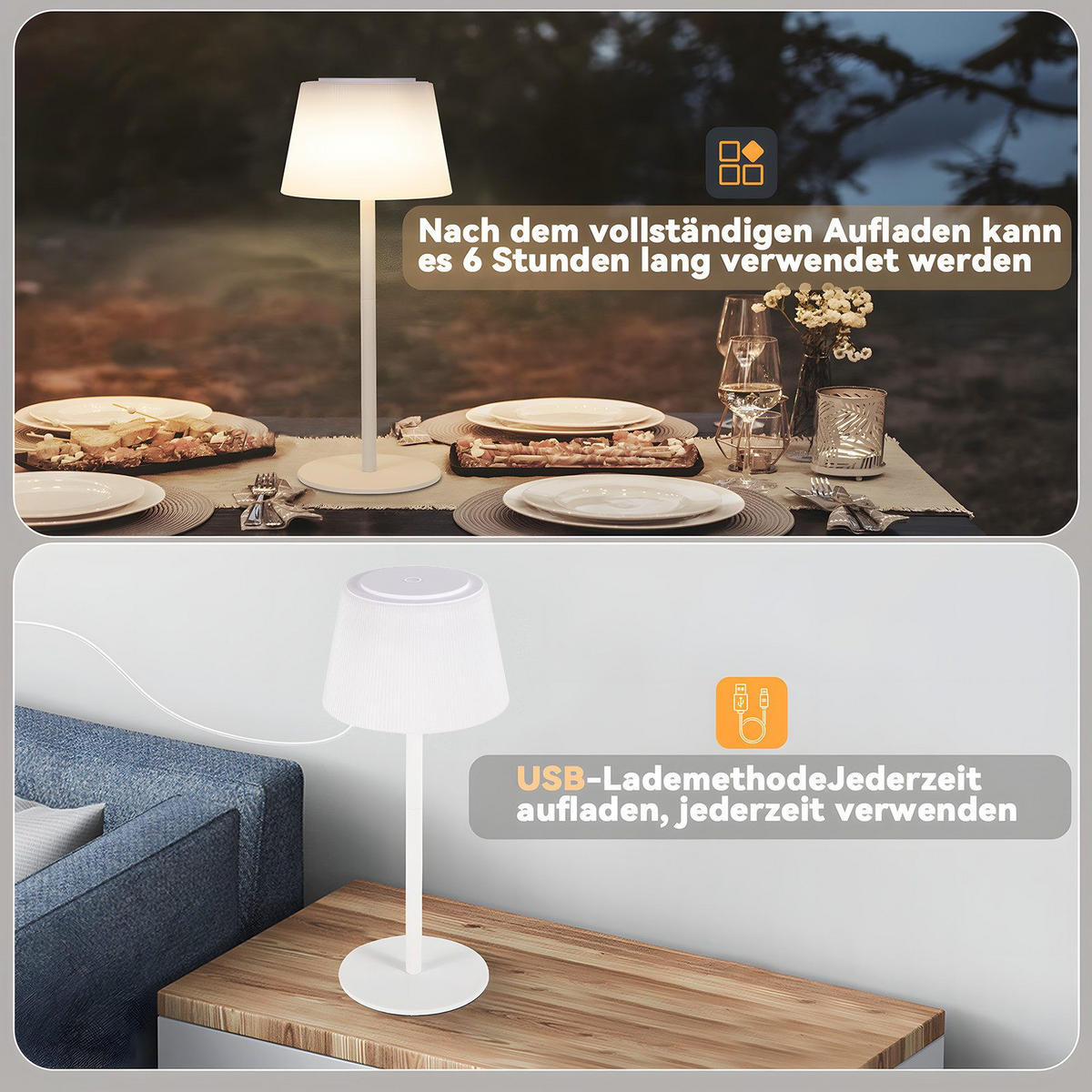 LED stolní lampa Abdank 13/13/30,5cm - bílá, plast (13/13/30.5cm) - Nettlife