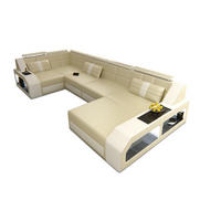 WOHNLANDSCHAFT Arezzo U - Beige/Weiß, Leder (380/86/197cm) - Sofa Dreams