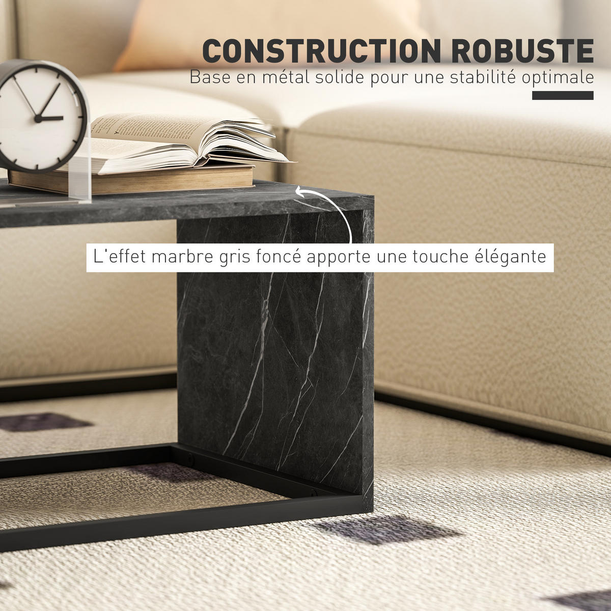 COUCHTISCH DE-15812 2er-Set nestbar, industrieller Stil Dunkelgrau - Dunkelgrau, Holzwerkstoff (90/48/42cm) - ComfortXL