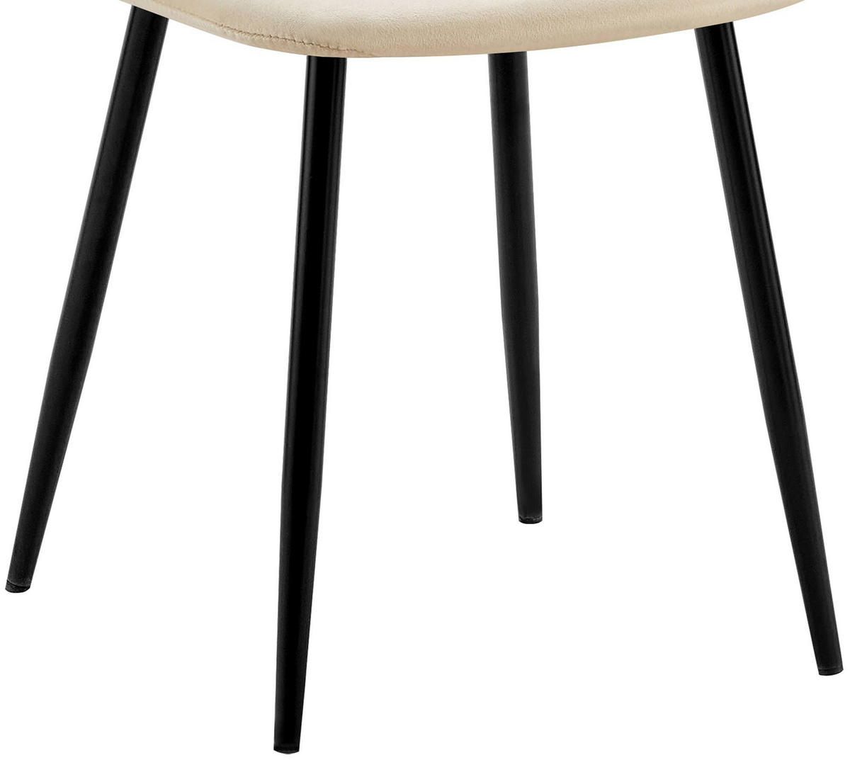 STUHL 4er Set Samt Creme - Creme/Schwarz, Textil/Metall (45/88/54cm) - CLP